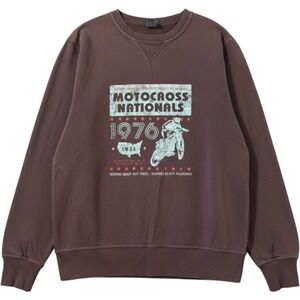 Fossil Motocross Nationals Sweatshirt M Brown Graphic 1976 Retro Biker Aesthetic
